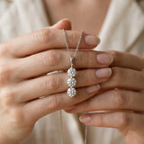 White gold Three-Stone Round Diamond Drop Pendant with Four-Prong Setting_19