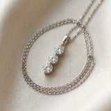 White gold Three-Stone Round Diamond Drop Pendant with Four-Prong Setting_21