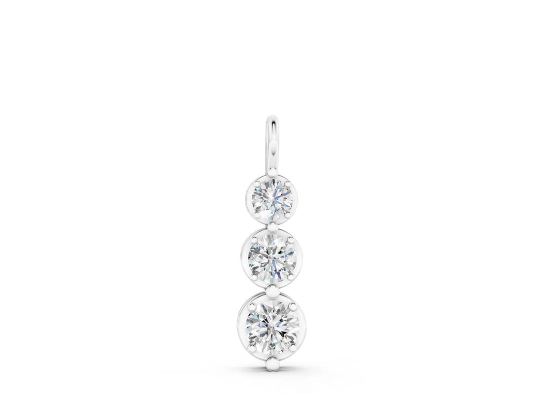 White gold Three-Stone Round Diamond Drop Pendant with Prong Setting_13