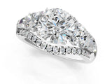 White gold Three-Stone Round Diamond Engagement Ring with Pave Band and Prong Setting_11