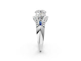 White gold Three-Stone Round Diamond Engagement Ring with Pave Band and Prong Setting_12