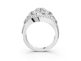 White gold Three-Stone Round Diamond Engagement Ring with Pave Band and Prong Setting_13