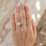 White gold Three-Stone Round Diamond Engagement Ring with Pave Band and Prong Setting_14