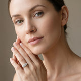 White gold Three-Stone Round Diamond Engagement Ring with Pave Band and Prong Setting_15