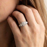 White gold Three-Stone Round Diamond Engagement Ring with Pave Band and Prong Setting_16