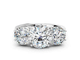 White gold Three-Stone Round Diamond Engagement Ring with Prong Setting on a Classic Band_11