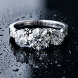 White gold Three-Stone Round Diamond Engagement Ring with Prong Setting on a Classic Band_54