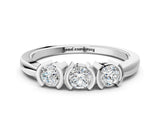 White gold Three-Stone Round Diamond Half Bezel Prong Band_12