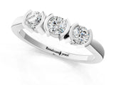 White gold Three-Stone Round Diamond Half Bezel Prong Band_13