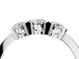 White gold Three-Stone Round Diamond Half Bezel Prong Band_16