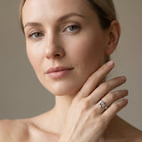 White gold Three-Stone Round Diamond Leaf Bypass Ring with Bezel Setting_64