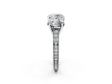 White gold Three-Stone Round Diamond Milgrain Pave Band with Prong Setting 2