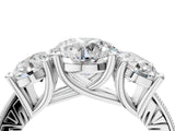 White gold Three-Stone Round Diamond Milgrain Pave Band with Prong Setting 4