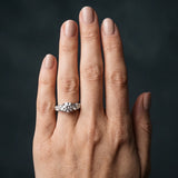 White gold Three-Stone Round Diamond Pavé Band with Prong Setting_22