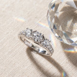 White gold Three-Stone Round Diamond Pavé Band with Prong Setting_25
