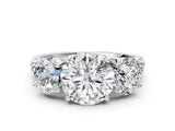 White gold Three-Stone Round Diamond Pavé Band with Prong Setting_71