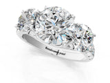 White gold Three-Stone Round Diamond Pavé Band with Prong Setting_72