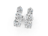 Silver 2.15 Carat E VS Three-Stone Round Diamond Prong-Set Drop Earrings