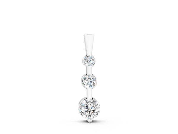 Silver Three-Stone Round Diamond Prong-Set Pendant