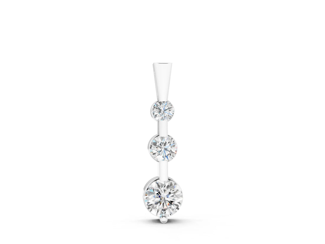 White gold Three-Stone Round Diamond Prong-Set Pendant_11