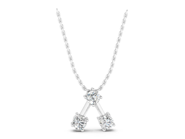 Silver Three-Stone Round Diamond Prong Set Pendant