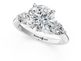 White gold Three-Stone Round Diamond Ring with Pear Side Stones in Four-Prong Setting_73