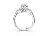 White gold Three-Stone Round Diamond Ring with Pear Side Stones in Four-Prong Setting_75