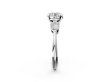 White gold Three-Stone Round Diamond Ring with Pear Side Stones in Four-Prong Setting_76