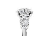 White gold Three-Stone Round Diamond Ring with Pear Side Stones in Four-Prong Setting_77
