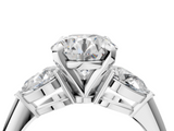 White gold Three-Stone Round Diamond Ring with Pear Side Stones in Four-Prong Setting_78