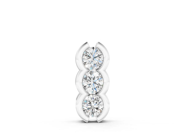 White gold Three Stone Round Diamond Shared Prong Pendant
