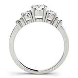 White gold Three-Stone Round Diamond Solitaire Ring with Channel Band and Prong Setting 2