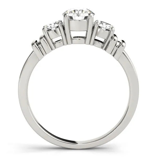 White gold Three-Stone Round Diamond Solitaire Ring with Channel Band and Prong Setting