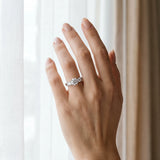 White gold Three-Stone Round Diamond Solitaire Ring with Channel Band and Prong Setting_28