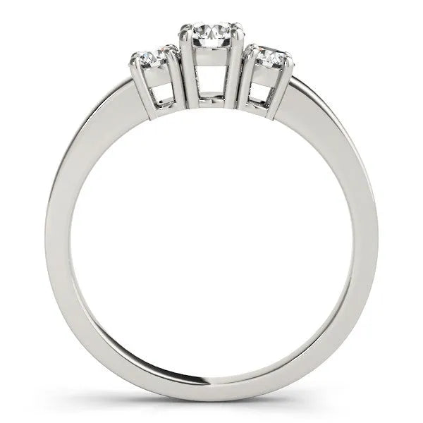 White gold Three-Stone Round Diamond Solitaire Ring with Channel Set Band and Four-Prong Setting