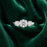 White gold Three-Stone Round Diamond Solitaire Ring with Channel Set Band and Four-Prong Setting_31