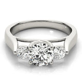 White gold Three-Stone Round Diamond Solitaire with Tapered Band and Four-Prong Setting 1