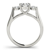 White gold Three-Stone Round Diamond Solitaire with Tapered Band and Four-Prong Setting 2