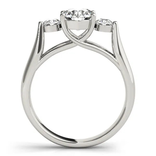 White gold Three-Stone Round Diamond Solitaire with Tapered Band and Four-Prong Setting