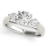 White gold Three-Stone Round Diamond Solitaire with Tapered Band and Four-Prong Setting