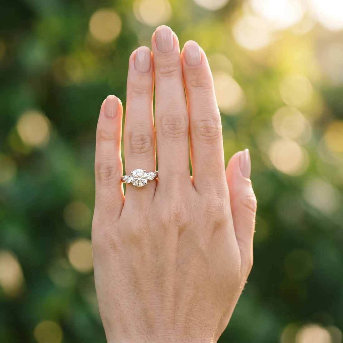 White gold Three-Stone Round Diamond Solitaire with Tapered Band and Four-Prong Setting_28