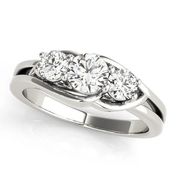 White gold Three-Stone Round Diamond Split Shank Prong Setting Ring