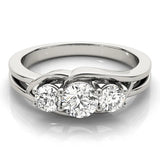White gold Three-Stone Round Diamond Split Shank Prong Setting Ring 2