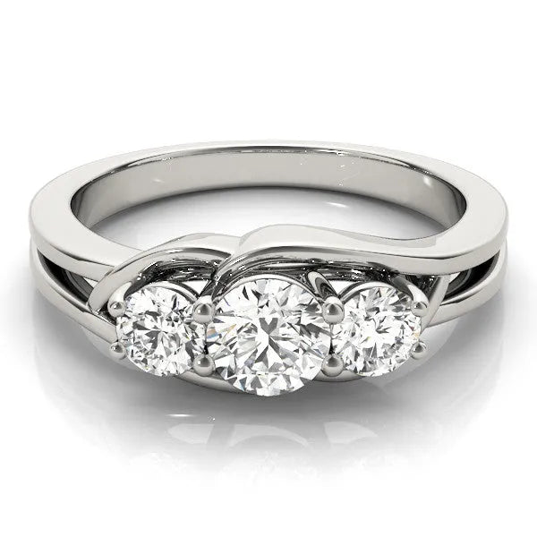 White gold Three-Stone Round Diamond Split Shank Prong Setting Ring