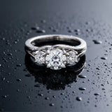 White gold Three-Stone Round Diamond Split Shank Prong Setting Ring_27