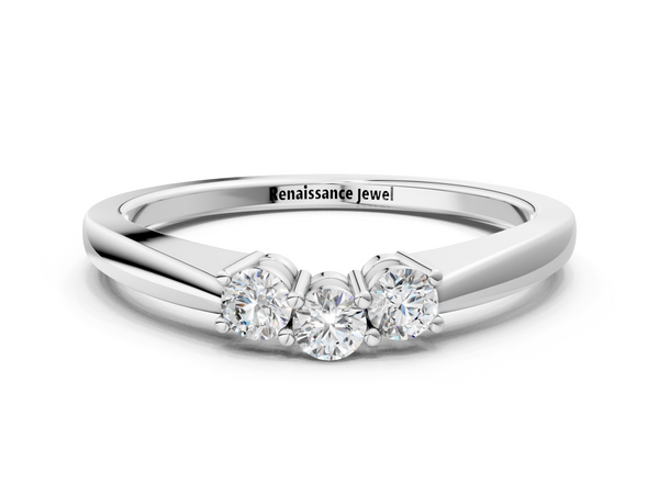 Platinum Three-Stone Round Diamond Tension Set Solitaire Band with Prong Setting