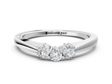 White gold Three-Stone Round Diamond Tension Set Solitaire Band with Prong Setting_12