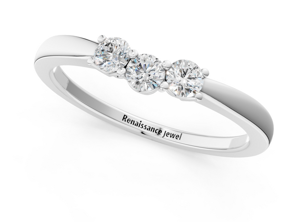 Platinum Three-Stone Round Diamond Tension Set Solitaire Band with Prong Setting