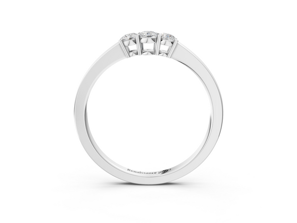 White gold Three-Stone Round Diamond Tension Set Solitaire Band with Prong Setting