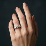 Platinum Three-Stone 6.14 Carat D VVS1 Round Diamond Trellis Engagement Ring with Channel-Set Band